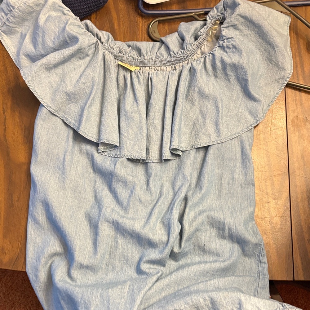 WMN MED summer tunic  Light Blue Off-Shoulder Top BUNDLE2SAVE